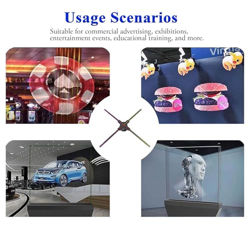3D Hologram Fan,27.5 Inch 3D Hologram Led Fan Projector 832 HD LED Beads, Holographic Fan Advertising Support APP+Remote+Bluetooth Audio+Splicing,for Store ,Halloween,Christmas