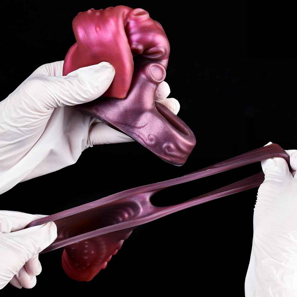 Sex Factory Penis Sleeve Penis Enlargement Sleeve with Particles, Penis Enlarger Sleeve with Cock Ring, Silicone Monster Realistic Penis Extender Male Adult Sex Toy