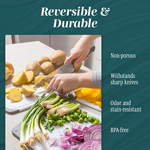 Cutting Boards for Kitchen - BPA-Free Chopping Board - Different Sizes & Non Slip Handles - Reversible, Large Cutting Board Set - Unique Gifts for Cooks Who Have Everything - 3-Pack