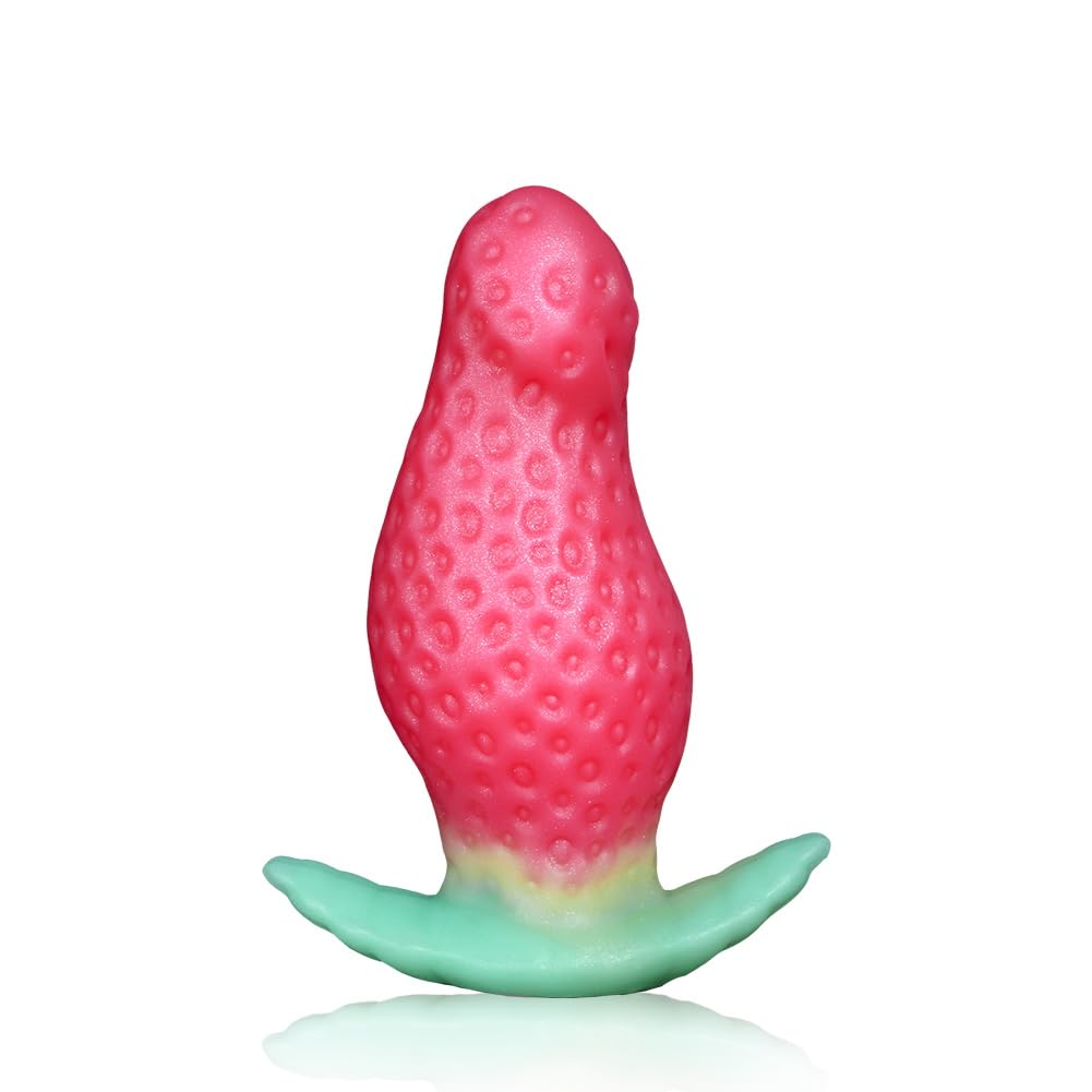 Soft Strawberry Butt Plug Anal Stretcher Prostate Massager Liquid Silicone Realistic Dildo G-spot Stimulation Anal Sex Toys for Advanced Men Women Couple Romi
