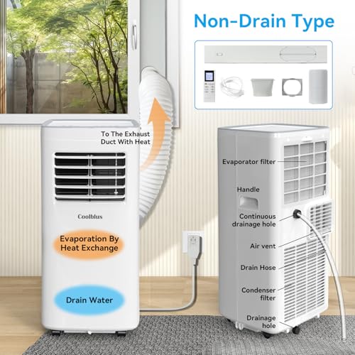 8400,10000,12000,14000,15000 BTU Portable Air Conditioners, Portable Ac with Remote Control Cool Up to 350,450 Sq.Ft, 3 IN 1 with Remote Control Sleep Mode, Windows kit,White & Garage