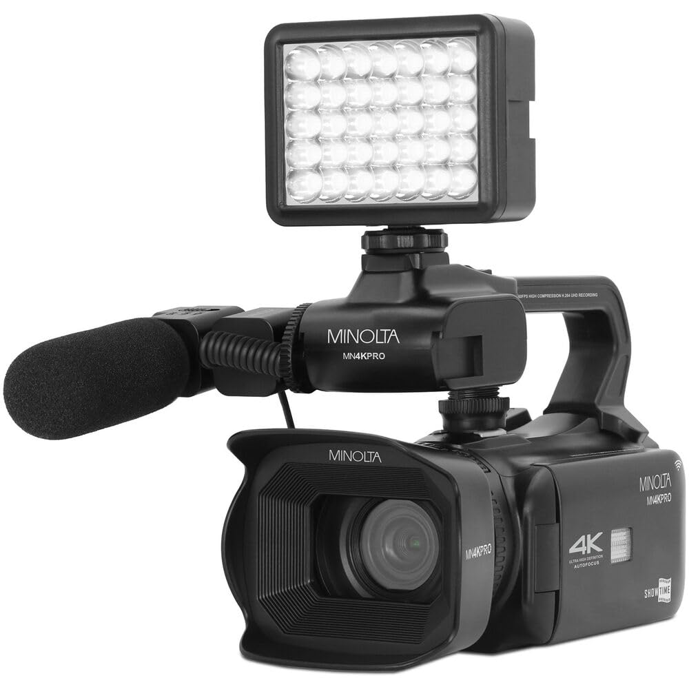 Minolta MN4KPRO 4K60FPS UHD 64 MP Autofocus Pro Camcorder Kit w/WiFi Bundle with 2X 128GB Memory Card + 72" Camera Tripod + USB Card Reader, SD/microSD + Corel Photo, Video, & Art Suite Deluxe