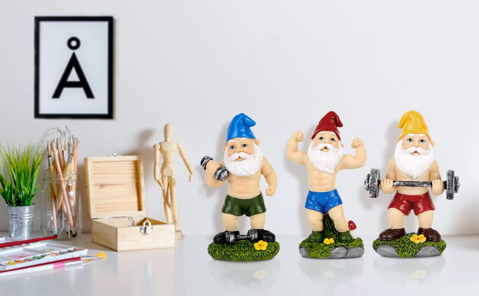 Mrsivrop Garden Fitness Gnomes Statues Decor - Gnome Statues and Figurines for Outside Inside, Funny Garden Gnomes, Large Gnomes Decorations for Outdoor, Yard, Patio
