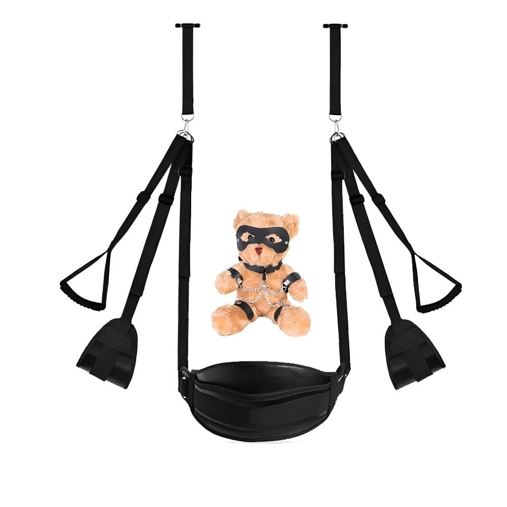 Echoria BDSM Toys Sex Door Swing Soft Nylon Sex Slings Adjustable Straps Hanging Door Handcuffs Sex Toys Hold up to 300lbs Every Door Sex Bondage and Have a Bear Doll.