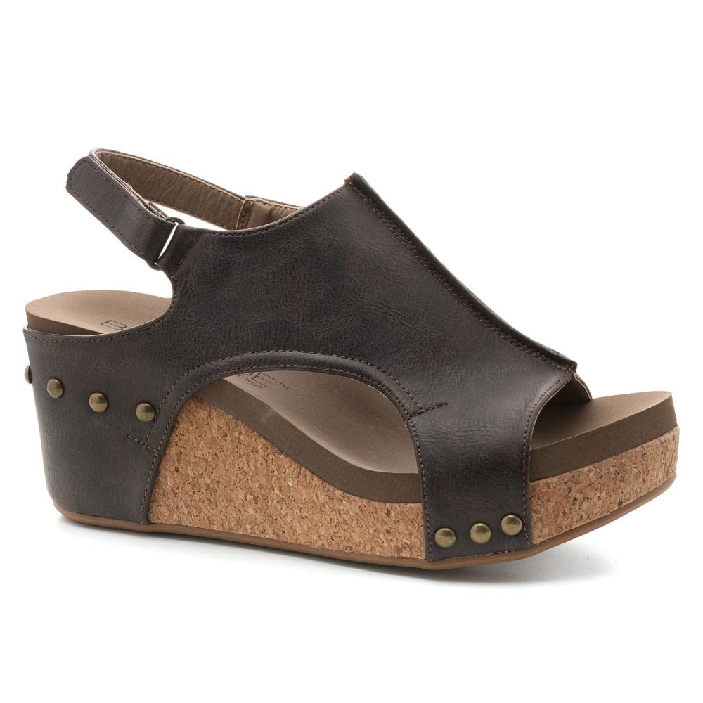 Corkys Footwear Womens Carley Wedges, Featuring Corkys EVA Foam Cushioned Insoles, A 2.5 Inch Heel, Lightweight For All Day Wear, And Hook And Loop Closure