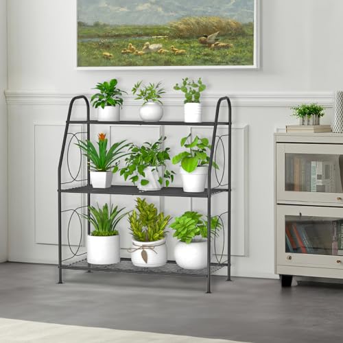 VyGrow Plant Stand, Plant Shelf for Indoor Outdoor, Heavy Duty Metal Outdoor Plant Stand Holder Rack for Living Room Balcony and Garden