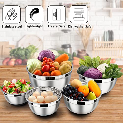 LIANYU 6-Piece Stainless Steel Mixing Bowls with Lids Set