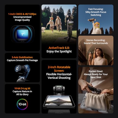 DJI Osmo Pocket 3 Vlogging Camera with 4K, 3-Axis Stabilization, Fast Focusing, Face/Object Tracking Bundle + Accessories Including 128GB Extreme Card, Wireless Microphone Sys, Software & More