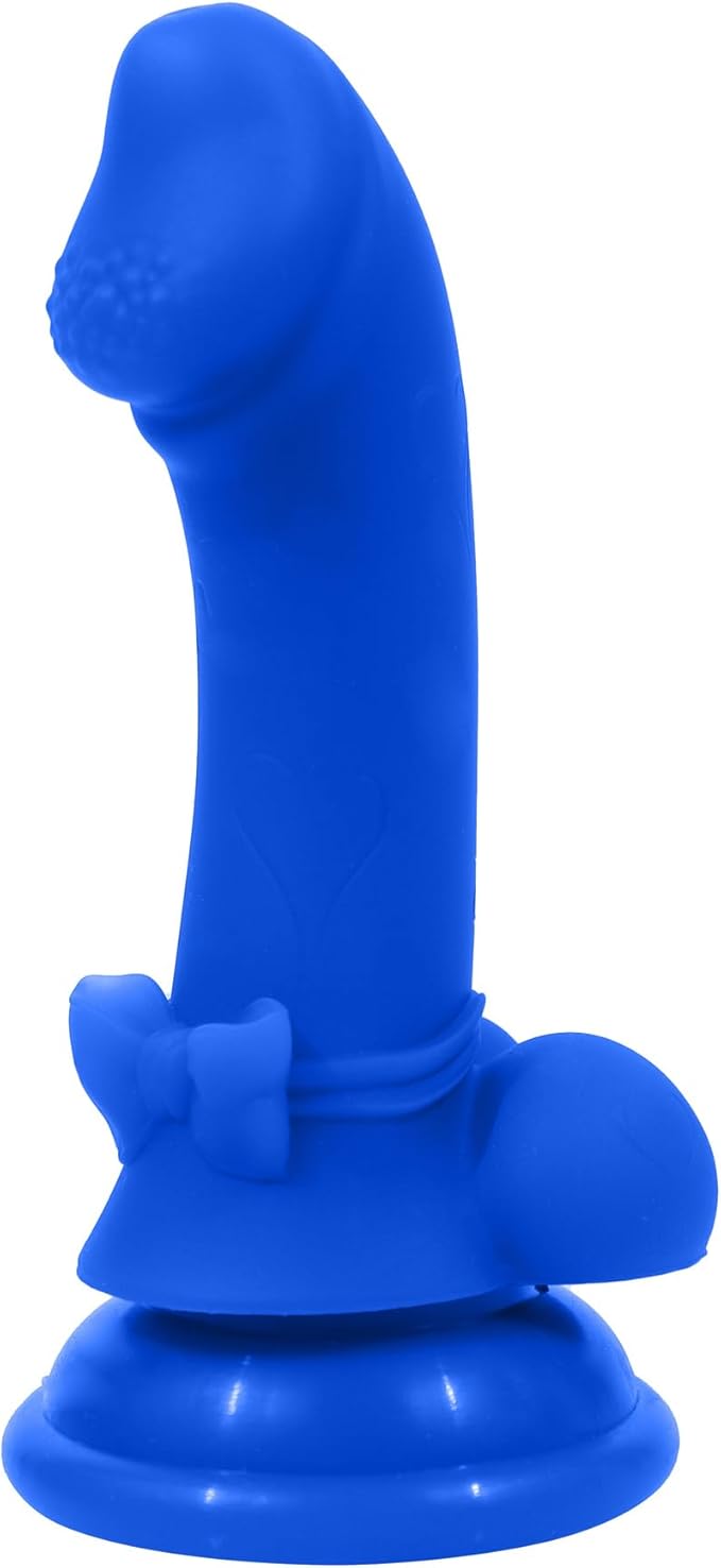 Realistic Soft Dildo for Beginners, Small Silicone Bow Dildo with Strong Suction Cup, Realistic Penis for G-Spot Fantasy Monster Dildos Sex Toys for Women and Couple 5.7" (Blue)