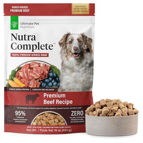 ULTIMATE PET NUTRITION Nutra Complete, 100% Freeze Dried Veterinarian Formulated Raw Dog Food with Antioxidants Prebiotics and Amino Acids,
