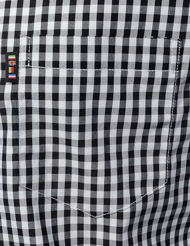 LucMatton Men's Gingham Short Sleeve Button Down Shirt Cotton Regular Fit Plaid Dress Shirts with Pocket
