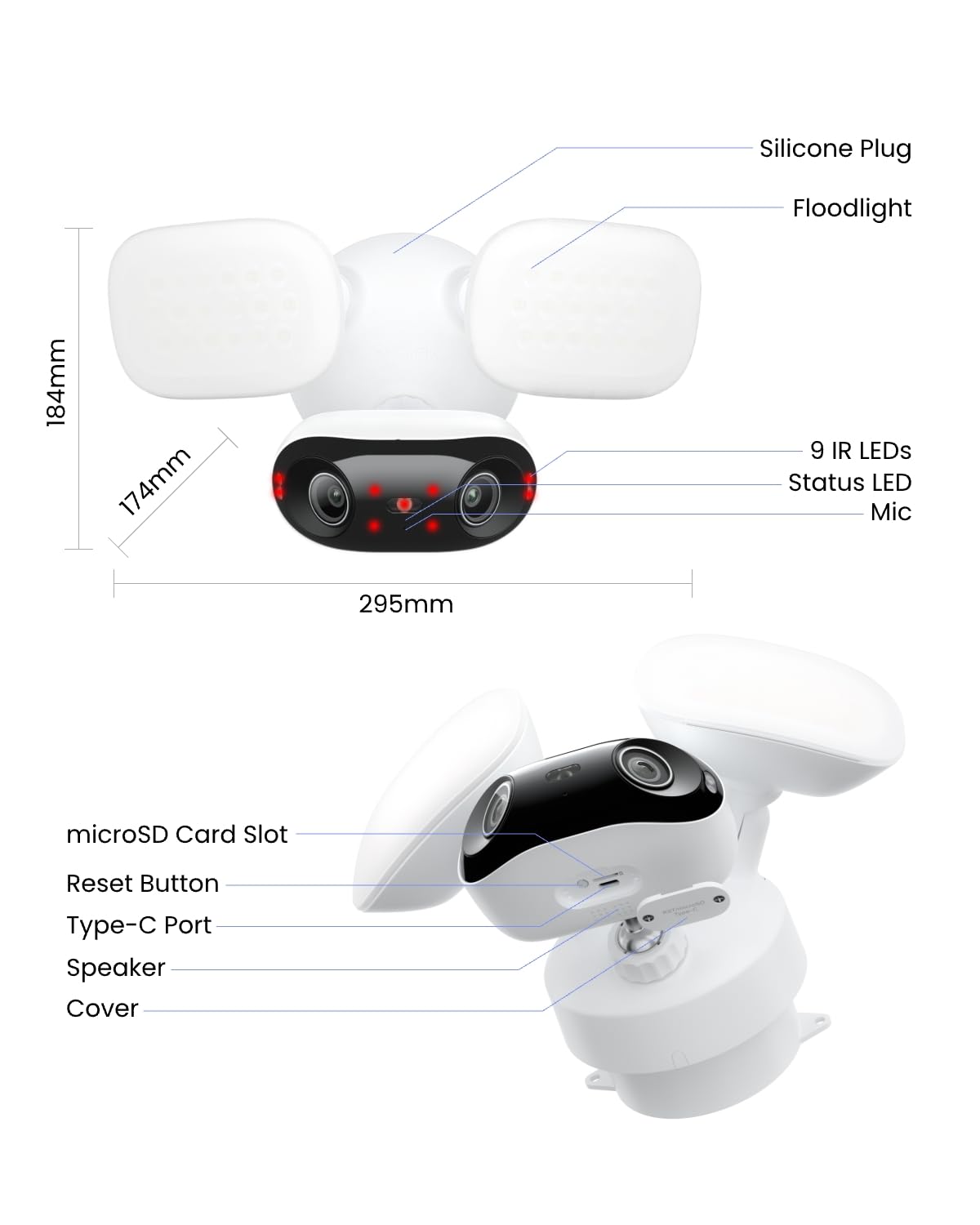 REOLINK Elite Floodlight WiFi, 4K 8MP 180° Panoramic Wired Floodlight Camera, Adjustable 3000 Lumens, Local AI Video Search, Dual-Band Wi-Fi 6, 24/7 Recording, No Monthly Fees,