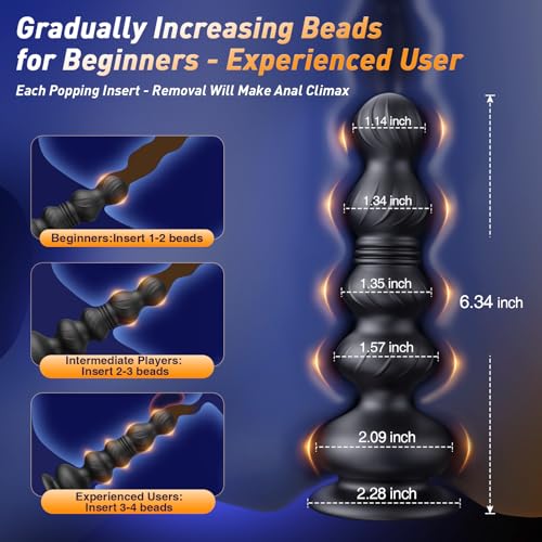 Thrusting Anal Beads Prostate Massager, BEISAR Anal Vibrator Anal Toys Butt Plug 10 Vibrating Thrusting Anal Plug Male Sex Toys for Men Women Adult Toys Gradual Bead Anal Trainer App