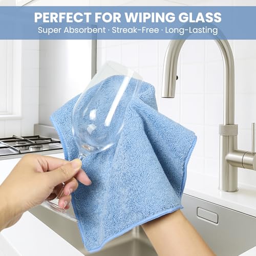 SIFANGKE Microfiber Cleaning Cloth, Lint-Free and Highly Absorbent Rags, Reusable Microfiber Towels for Car, Kitchen, Bathroom and Household Cleaning Supplies, 11.8"X11.8"