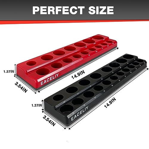 8Pcs Magnetic Socket Organizer Set, 1/2", 1/4" and 3/8" SAE & Metric Deep & Shallow Socket Holder Kit, Socket Trays,holds 199pcs Sockets (sockets not included)