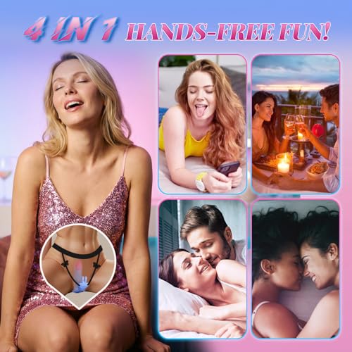 Thrusting Dildo Couples Sex Toy Wearable Panties Vibrator - 4 in 1 APP Remote Control Vibrator Women Hands Free Clitoral G Spot Dual Stimulation with 5 Thrusting & Vibrating BDSM Adult Toys & Games