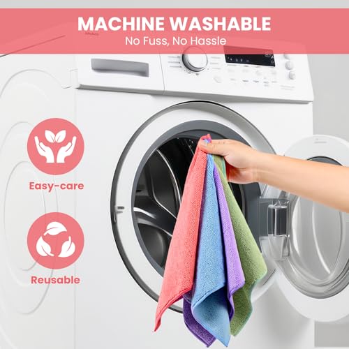 SIFANGKE Microfiber Cleaning Cloth, Lint-Free and Highly Absorbent Rags, Reusable Microfiber Towels for Car, Kitchen, Bathroom and Household Cleaning Supplies, 11.8"X11.8"
