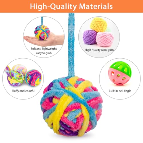 Retro Shaw Cat Toys Balls with Bells, Woolen Yarn Kitten Ball Toys, Interactive Kitten Toys for Indoor Cats Kitty, Cat Nip Chew Toys for All Pet Breed