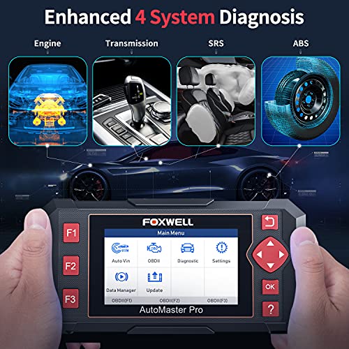 FOXWELL Car Scanner NT604 Elite OBD2 Scanner ABS SRS Transmission, Check Engine Code Reader for Cars and Trucks, Diagnostic Scan Tool with SRS Airbag, Automotive Diagnostic Tool with Live Data