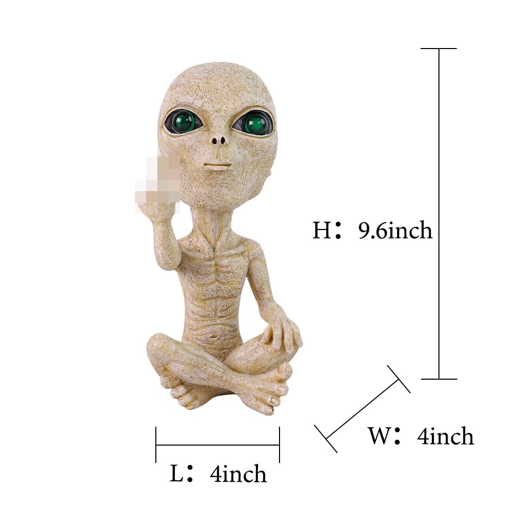 Lopoti Solar Light Alien Statues Sculpture，Funny UFO Extraterrestrial Figurine for Home Garden Yard Art Outdoor Decoration.