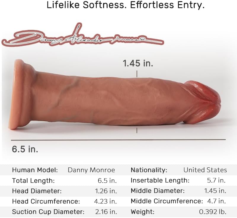 Lossless Danny Monroe Ultra-Realistic Dildo Dual-Density Silicone 6.5 Inch