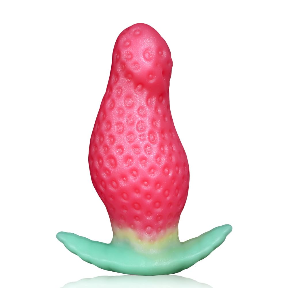 Soft Strawberry Butt Plug Anal Stretcher Prostate Massager Liquid Silicone Realistic Dildo G-spot Stimulation Anal Sex Toys for Advanced Men Women Couple Romi