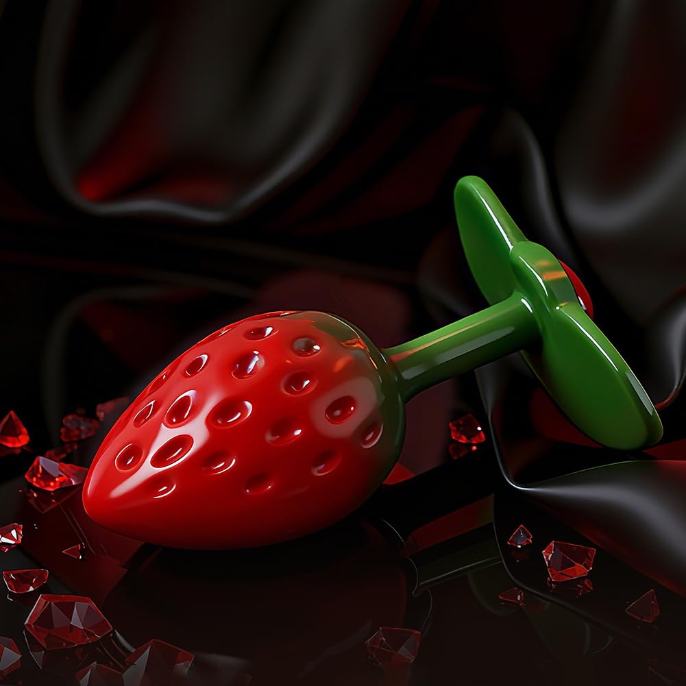 FST Small Butt Plug Cute Metal Strawberry Anal Plug Mini Jewel Personal Massager Adult Anal Sex Toys for Beginners