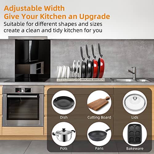 ROOHUA Extensible Pot Rack Organizer -Pot and Pan Organizer for Cabinet,Bronze Metal Kitchen Cabinet Pantry Pot Lid Holder