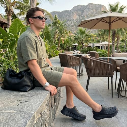 CUSHIONAIRE Fuel EVA Recovery Shoes for Men, Lightweight Slip On Waterproof Sneaker Clogs with Cushioned Footbed and Ventilated Design