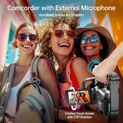 8K Video Camera 88MP UHD WiFi Vlogging Cameras for YouTube 18X Digital Zoom IR Night Vision 3.0'' Touch Screen Camcorder with 32GB Card, Microphone, Lens Hood, Stabilizer, Remote, Two Batteries
