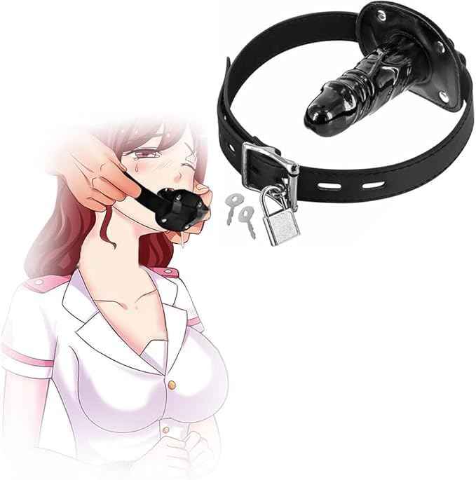 Dildo Gag SM Realistic Silicone Penis Mouth Ball Gag with Lock Adjustable Leather Bondage Restraints Straps for Adult Couples BDSM Sex Game Fantasy Mouth Sex Toy