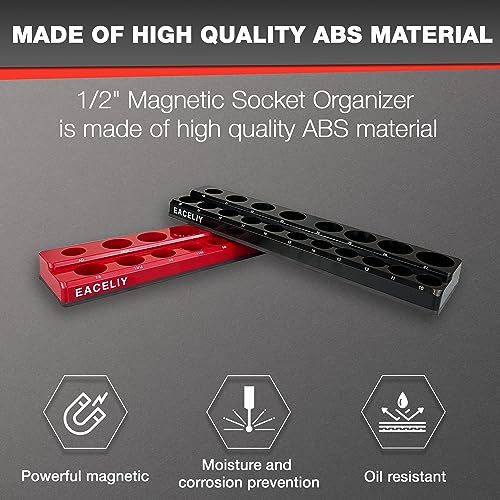 8Pcs Magnetic Socket Organizer Set, 1/2", 1/4" and 3/8" SAE & Metric Deep & Shallow Socket Holder Kit, Socket Trays,holds 199pcs Sockets (sockets not included)