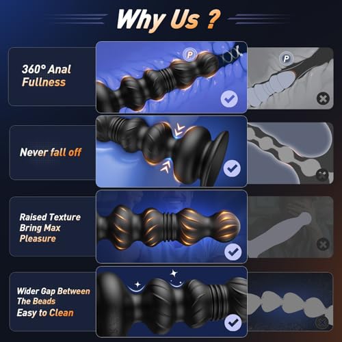 Thrusting Anal Beads Prostate Massager, BEISAR Anal Vibrator Anal Toys Butt Plug 10 Vibrating Thrusting Anal Plug Male Sex Toys for Men Women Adult Toys Gradual Bead Anal Trainer App