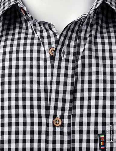 LucMatton Men's Gingham Short Sleeve Button Down Shirt Cotton Regular Fit Plaid Dress Shirts with Pocket