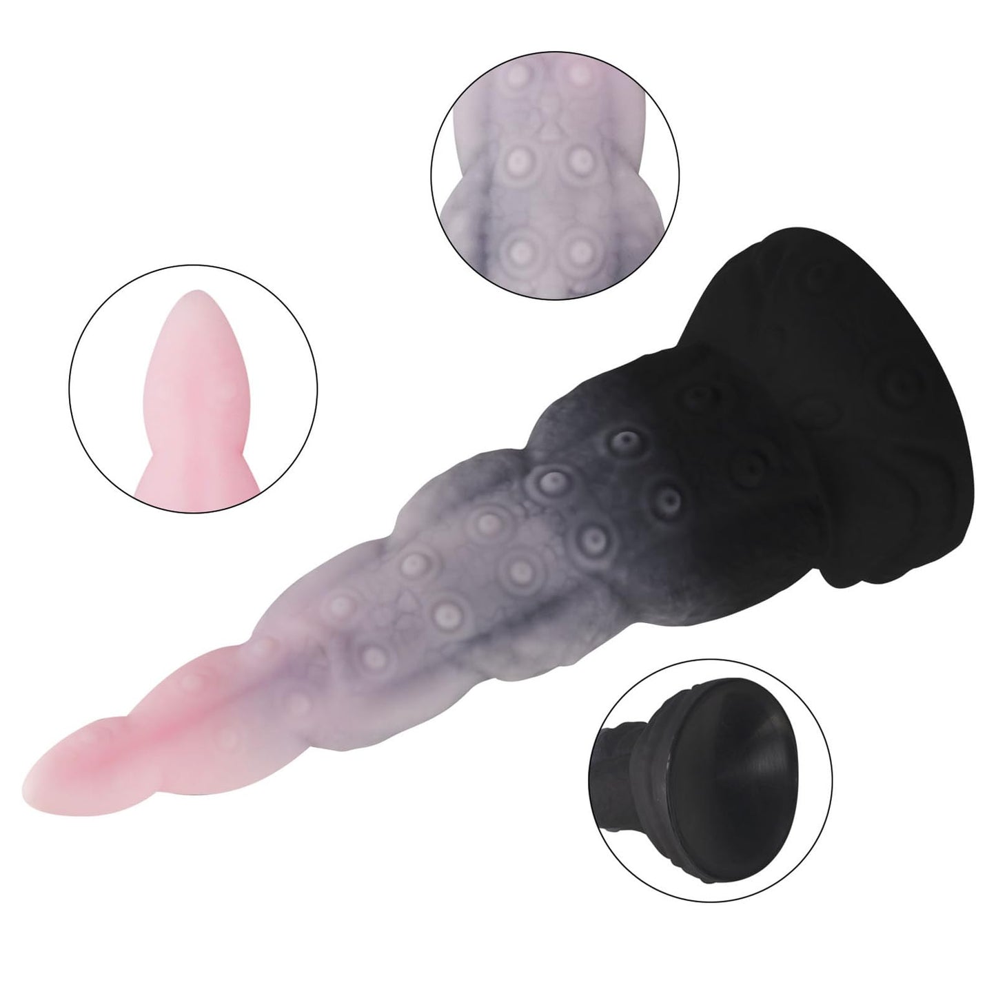 9.05/10.23/11.81" Silicone Monster Dildo Fantasy Tongue Penis, Huge Dildos Wide Diameter Thin Thickness Butt Plug with Powerful Suction Base for Hands-Free Play, Anal G-Spot Sex Toys for Men Women