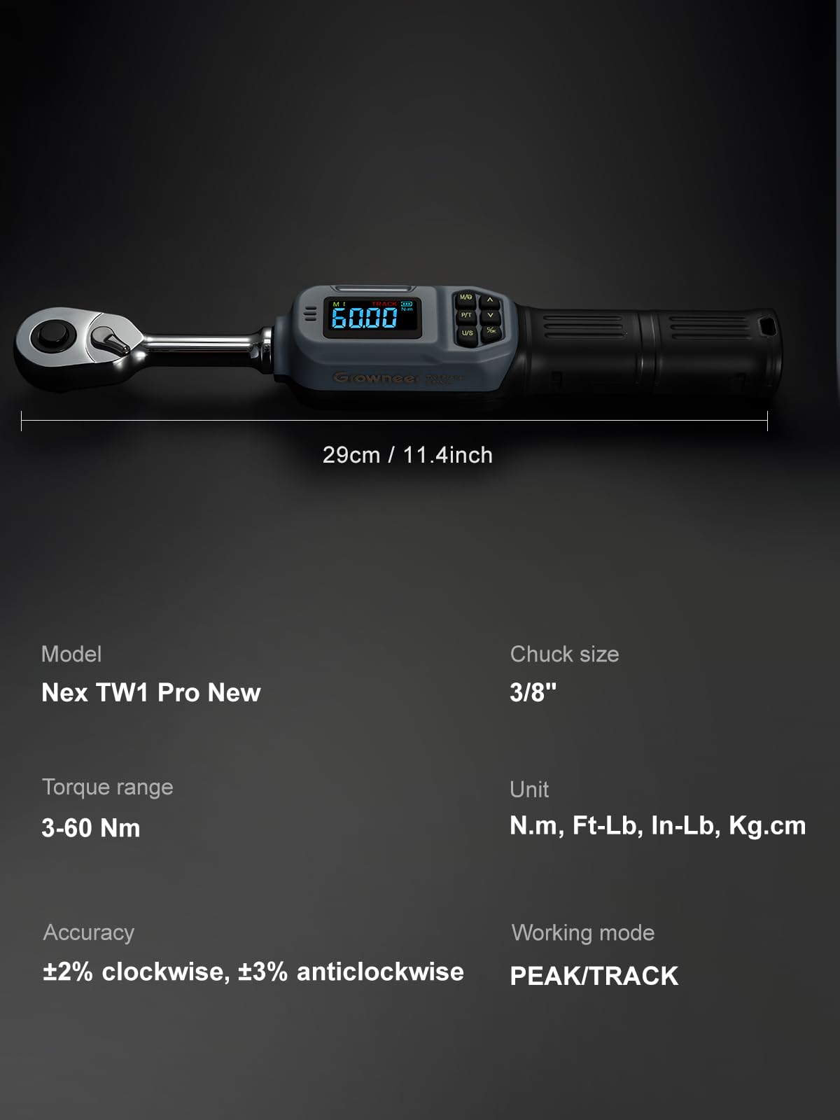 GROWNEER Digital Torque Wrench Set, Inch Pound Torque Wrench with Buzzer & LED Indicator, Electronic Wrench Set with Bits & Sockets