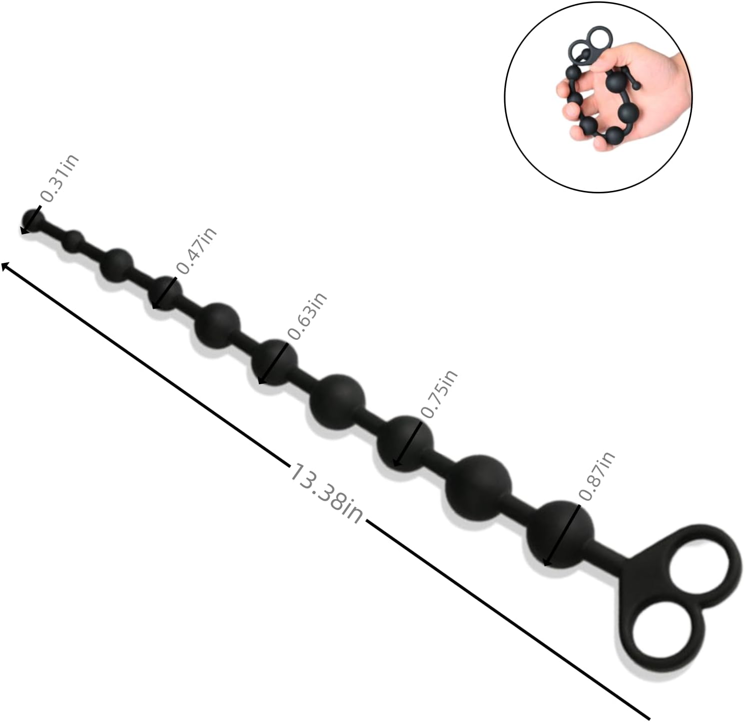 Anal Beads Anal Toys Anal Sex Toy,Silicone Anal Bead with 10 Balls Gradual Size Increase & Safe Pull Ring,Adult Anal Toy for Men Women Couples