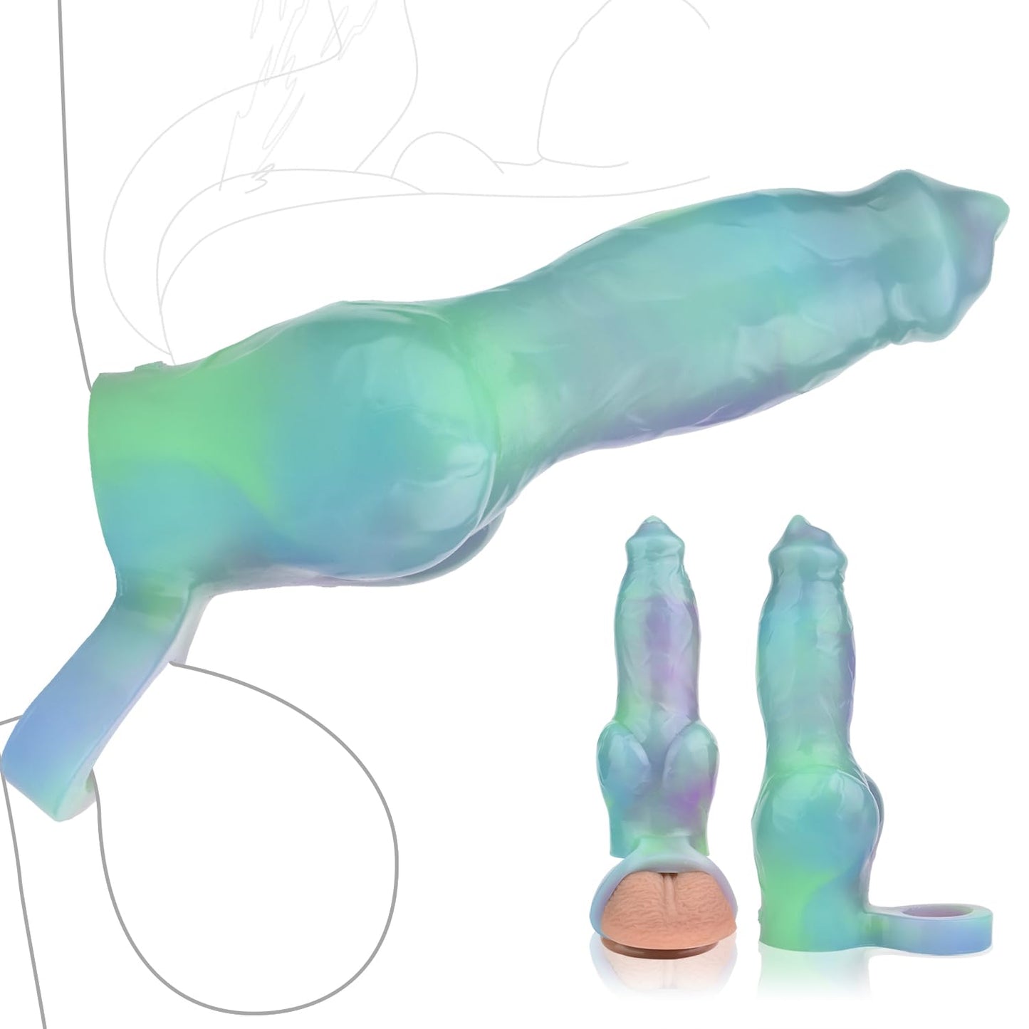 Realistic Glow G-spot mimics Animal Dildo Sleeve for Women, Stretchy Stretch Good, Glow in The Dark, ano-Vaginal Dildo Sleeve Sex Toy, Adult Toy Novelty for Couples