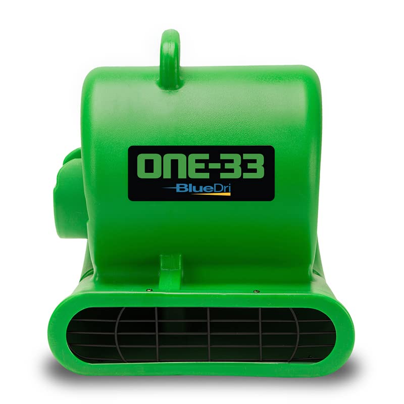 BlueDri One-33 Air Mover, 1/3 HP 2900 CFM Industrial Water Damage Flood Restoration Carpet and Floor Drying Blower Fan (Green)