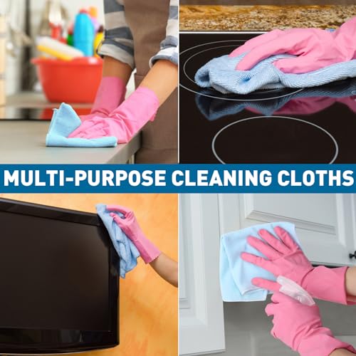 TEAWOO Microfiber Towels Bulk, Cleaning Cloths, Microfiber Towels for Cars, Cleaning Rags (12x12 inches)