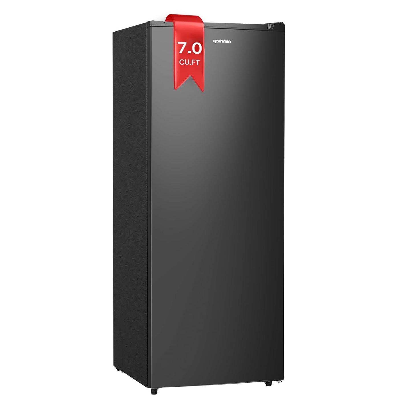 Upstreman 7.0 Cu.Ft Upright Freezer, Large Capacity Stand Up Garage Ready Freezer with 5 Adjustable Shelves, Convertible Refrigerator/Freezer, Reversible Door for Home, Basement, Apartment