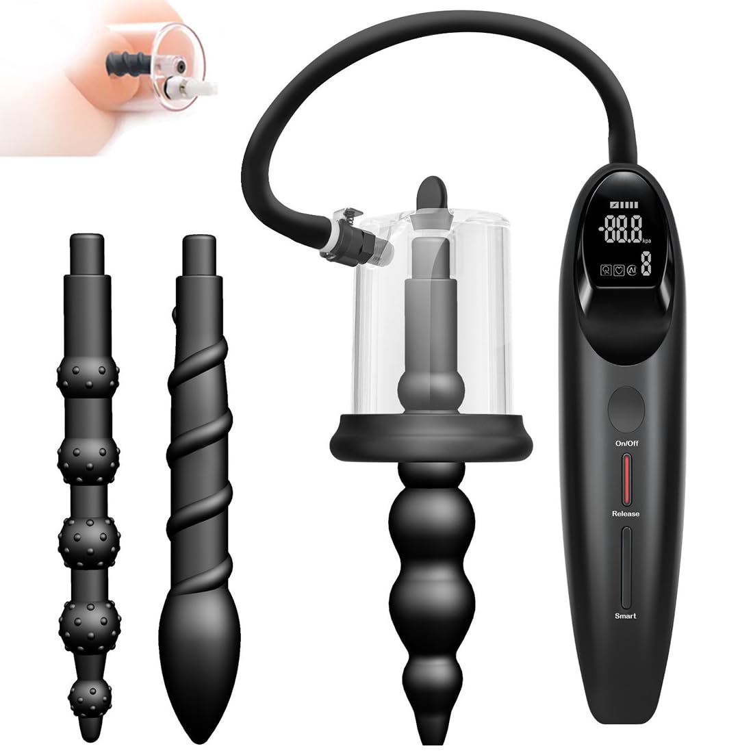 Electric Pump Anal Vacuum Pump, Automatic Pump Anal Plug Vaginal Pussy Dildo Pump Expander, Anal Beads Wand Pumps Enlarger, Prostate Massager Stimulator Masturbator Adult Sex Toys