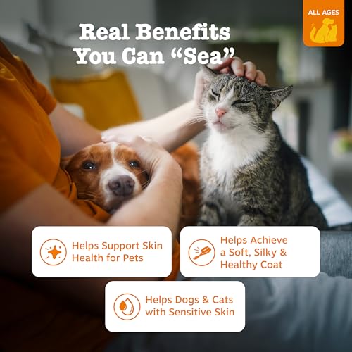 Zesty Paws Wild Alaskan Omega-3 Blend Pollock + Salmon Oil for Dogs and Cats- Skin and Coat Support, Omega 3 Supplement for Pets