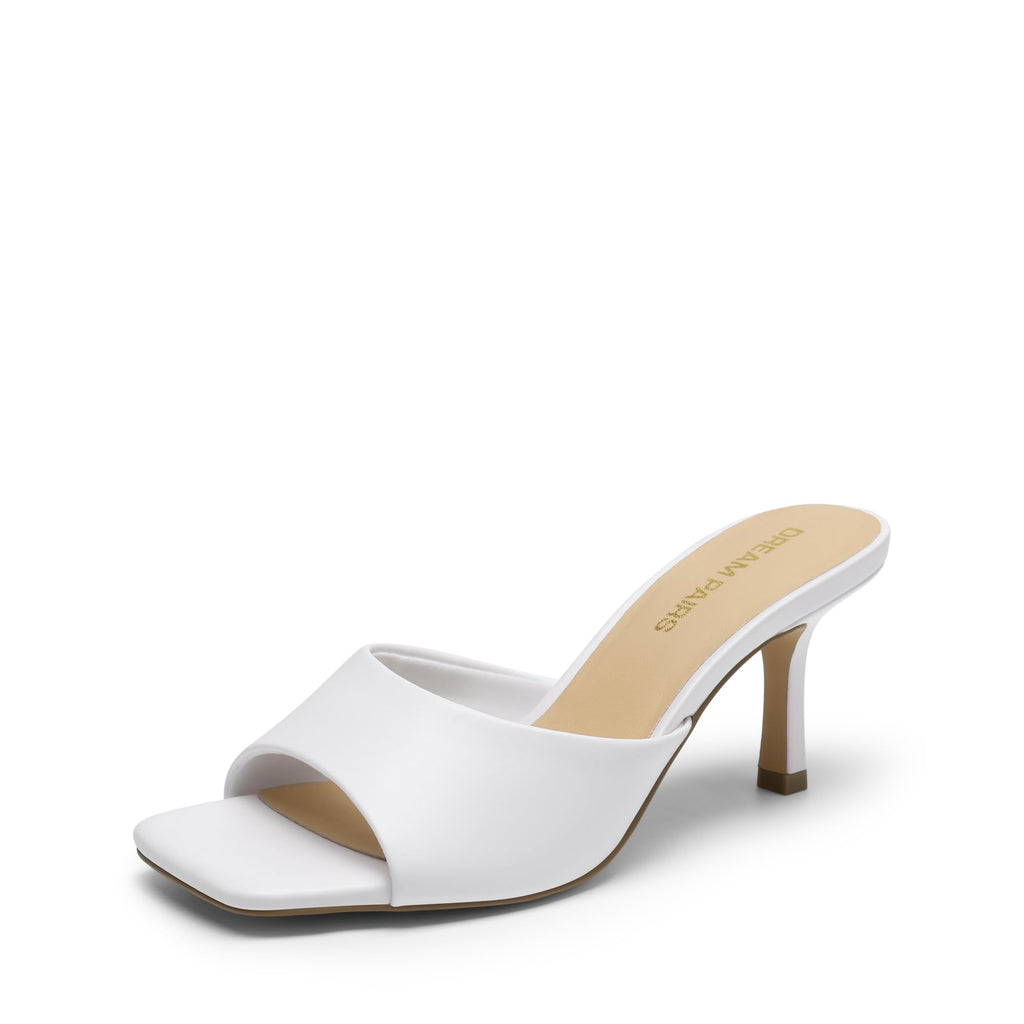 DREAM PAIRS 2026 Women's Kitten Heels Sandals – Square Toe Slip On Low Heels, Heeled Mules Footwear for Everyday, Dressy & Casual Occasions