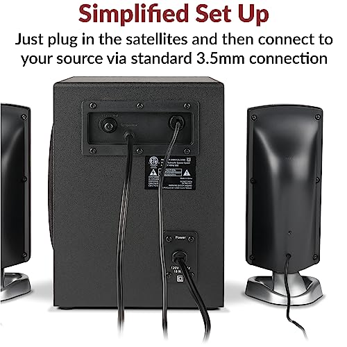Cyber Acoustics 2.1 Subwoofer Speaker System with 18W of Power – Great for Music, Movies, Gaming, and Multimedia Computer Laptops (CA-3090) Green