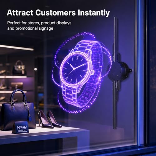 3D Hologram Fan, 16.5in 3D Hologram Projector Advertising Display With 224 LED Light Beads Holographic Video Projector for Business Store Signs, Bar, Casino, Party, Christmas