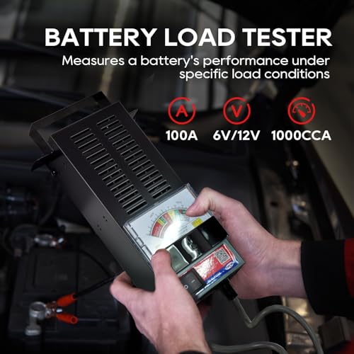 TOPDC 6V/12V Automotive Battery Load Tester 130 Amp 100-1000 CCA Car Battery Tester Alternator Tester for Car Truck RV Motorcycle Boat ATV