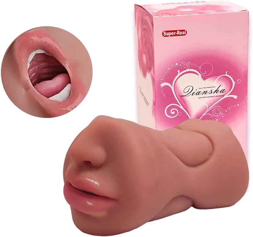 Male Oral Sex masturbator, 3 in 1 Mouth Realistic Texture Mouth and Tight Anus, Vagina and Anus Male Touch irritating Adult Sex Toy-Brown