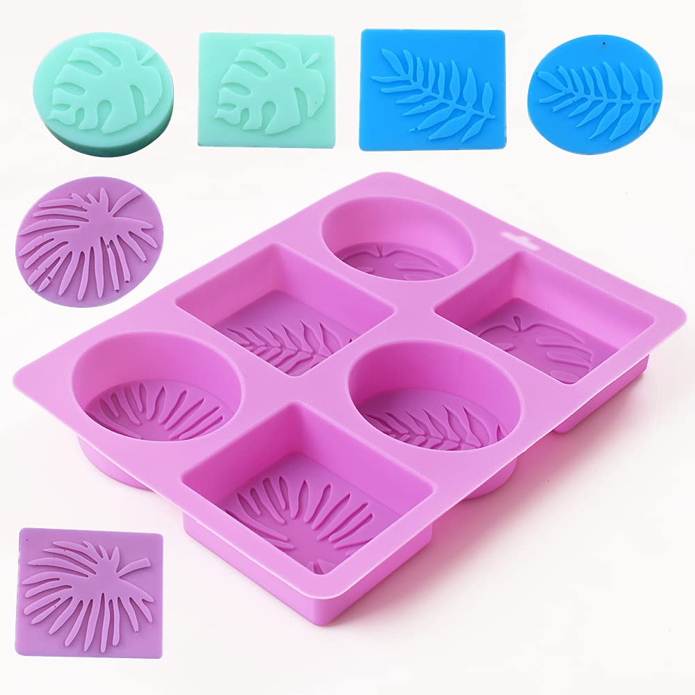ionEgg Rectangle and Oval Silicone Soap Mold With Leaf Patterns, Pack of 2