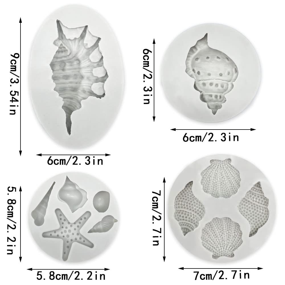 Marine Theme Cake Fondant Silicone Mold Seashell Conch Starfish Coral Baking Molds for DIY Cake Decoration Chocolate Candy Polymer Clay Crafting Projects…